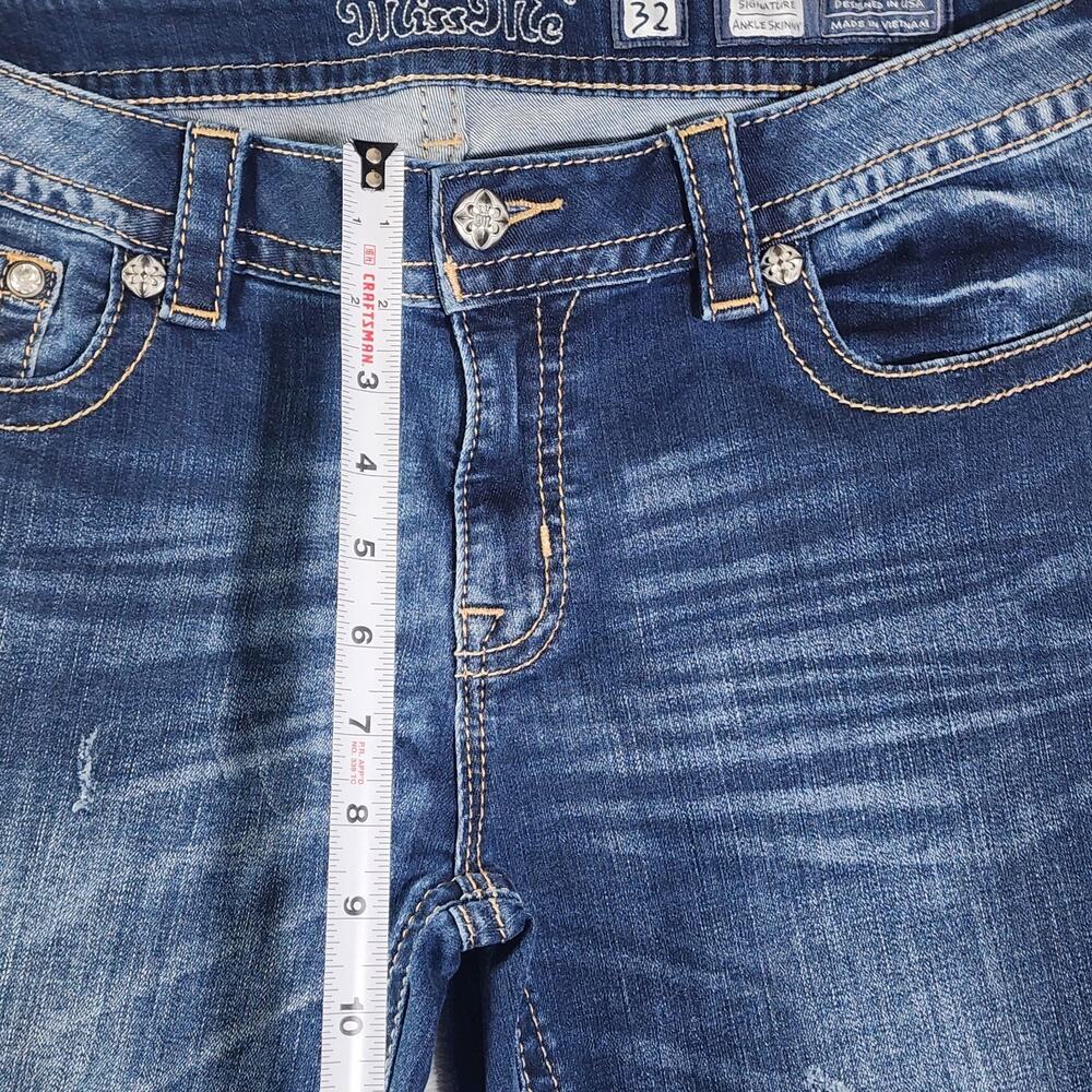 Miss Me Jeans Ankle Skinny Southwest Embroidered Stretch Medium Wash Womens 32 - Picture 11 of 14